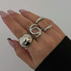 Ring Metal Geometric Electroplating Liquid Metal Pleated Baroque Pearl