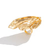 Ring Metal Imitation Pearl Pleated Leaves Geometric Animal Zodiac Electroplated Women's