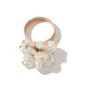 Ring Metal Imitation Pearl Ruffled Feather Flower Leaf Electroplated Style