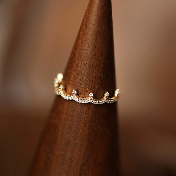 Ring Microinlaid Zircon Princess Crown Retro Jewelry