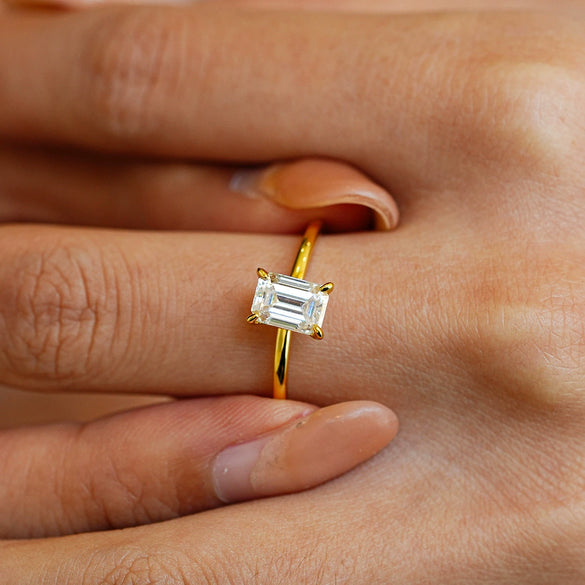 Ring Moissanite S925 Silver Geometric Plated 18K Gold Set With Diamonds