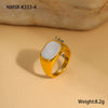 Ring Motherofpearl Titanium Steel Light Luxury Geometric Electroplated 18K Gold Nonfading