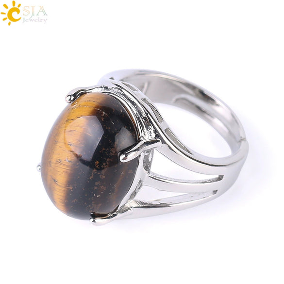 Ring Natural Stone Alloy Claw Inlaid Polished Casual Fashion Jewelry For Women
