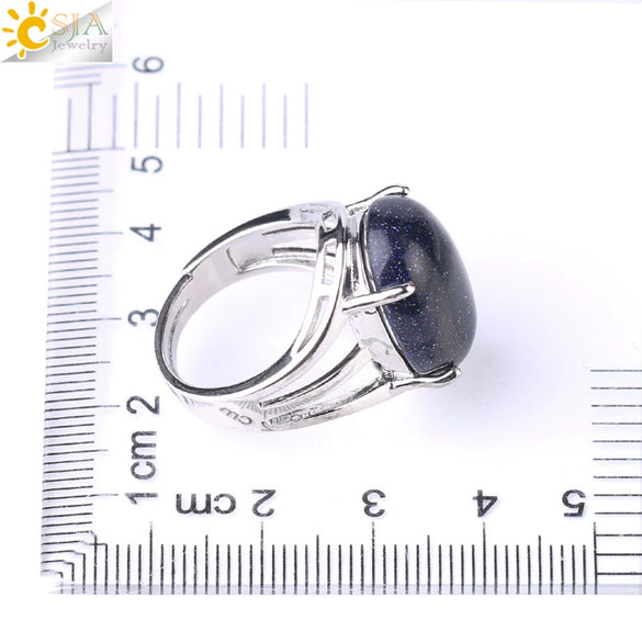 Ring Natural Stone Alloy Claw Inlaid Polished Casual Fashion Jewelry For Women