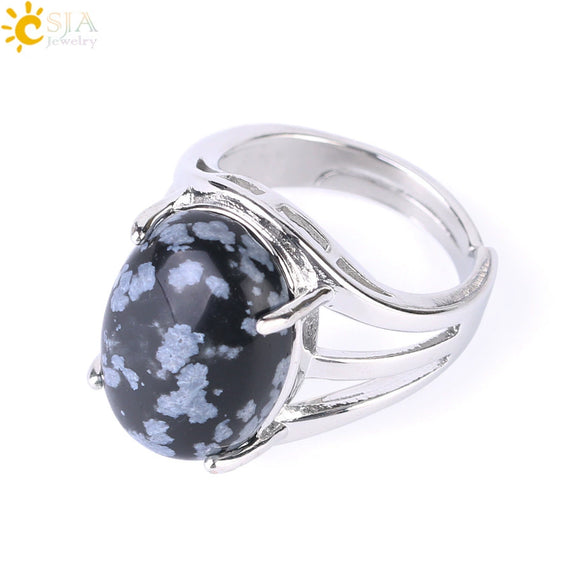 Ring Natural Stone Alloy Claw Inlaid Polished Casual Fashion Jewelry For Women