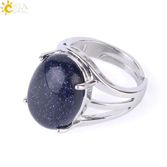 Ring Natural Stone Alloy Claw Inlaid Polished Casual Fashion Jewelry For Women