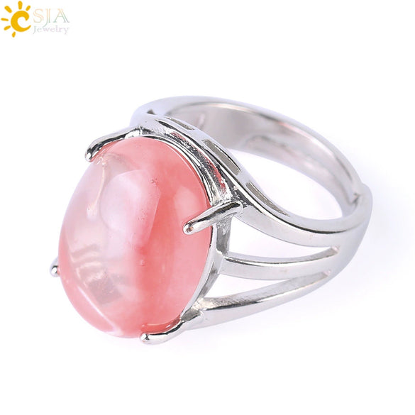 Ring Natural Stone Alloy Claw Inlaid Polished Casual Fashion Jewelry For Women