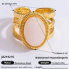Ring Natural Stone Retro Light Luxury Colorretaining Devil's Eye Stainless Steel Geometric Electroplating Women's Jewelry