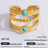 Ring Natural Stone Retro Light Luxury Colorretaining Devil's Eye Stainless Steel Geometric Electroplating Women's Jewelry