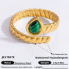 Ring Natural Stone Retro Light Luxury Colorretaining Devil's Eye Stainless Steel Geometric Electroplating Women's Jewelry