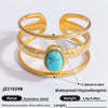 Ring Natural Stone Retro Light Luxury Colorretaining Devil's Eye Stainless Steel Geometric Electroplating Women's Jewelry