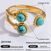 Ring Natural Stone Retro Light Luxury Colorretaining Devil's Eye Stainless Steel Geometric Electroplating Women's Jewelry