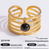 Ring Natural Stone Retro Light Luxury Colorretaining Devil's Eye Stainless Steel Geometric Electroplating Women's Jewelry