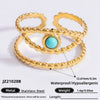 Ring Natural Stone Retro Light Luxury Colorretaining Devil's Eye Stainless Steel Geometric Electroplating Women's Jewelry