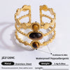 Ring Natural Stone Retro Light Luxury Colorretaining Devil's Eye Stainless Steel Geometric Electroplating Women's Jewelry