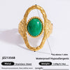 Ring Natural Stone Retro Light Luxury Colorretaining Devil's Eye Stainless Steel Geometric Electroplating Women's Jewelry