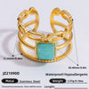 Ring Natural Stone Retro Light Luxury Colorretaining Devil's Eye Stainless Steel Geometric Electroplating Women's Jewelry