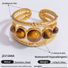 Ring Natural Stone Retro Light Luxury Colorretaining Devil's Eye Stainless Steel Geometric Electroplating Women's Jewelry