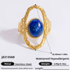 Ring Natural Stone Retro Light Luxury Colorretaining Devil's Eye Stainless Steel Geometric Electroplating Women's Jewelry