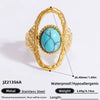 Ring Natural Stone Retro Light Luxury Colorretaining Devil's Eye Stainless Steel Geometric Electroplating Women's Jewelry
