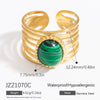 Ring Natural Stone Retro Light Luxury Colorretaining Devil's Eye Stainless Steel Geometric Electroplating Women's Jewelry
