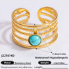 Ring Natural Stone Retro Light Luxury Colorretaining Devil's Eye Stainless Steel Geometric Electroplating Women's Jewelry