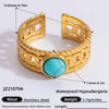 Ring Natural Stone Retro Light Luxury Colorretaining Devil's Eye Stainless Steel Geometric Electroplating Women's Jewelry