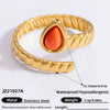 Ring Natural Stone Retro Light Luxury Colorretaining Devil's Eye Stainless Steel Geometric Electroplating Women's Jewelry