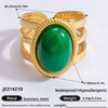 Ring Natural Stone Retro Light Luxury Colorretaining Devil's Eye Stainless Steel Geometric Electroplating Women's Jewelry