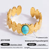 Ring Natural Stone Retro Light Luxury Colorretaining Devil's Eye Stainless Steel Geometric Electroplating Women's Jewelry