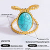 Ring Natural Stone Retro Light Luxury Colorretaining Devil's Eye Stainless Steel Geometric Electroplating Women's Jewelry