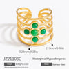 Ring Natural Stone Retro Light Luxury Colorretaining Devil's Eye Stainless Steel Geometric Electroplating Women's Jewelry