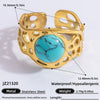 Ring Natural Stone Retro Light Luxury Colorretaining Devil's Eye Stainless Steel Geometric Electroplating Women's Jewelry