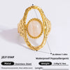 Ring Natural Stone Retro Light Luxury Colorretaining Devil's Eye Stainless Steel Geometric Electroplating Women's Jewelry