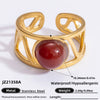 Ring Natural Stone Retro Light Luxury Colorretaining Devil's Eye Stainless Steel Geometric Electroplating Women's Jewelry