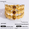 Ring Natural Stone Retro Light Luxury Colorretaining Devil's Eye Stainless Steel Geometric Electroplating Women's Jewelry