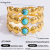 Ring Natural Stone Retro Light Luxury Colorretaining Devil's Eye Stainless Steel Geometric Electroplating Women's Jewelry