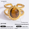 Ring Natural Stone Retro Light Luxury Colorretaining Devil's Eye Stainless Steel Geometric Electroplating Women's Jewelry