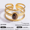 Ring Natural Stone Retro Light Luxury Colorretaining Devil's Eye Stainless Steel Geometric Electroplating Women's Jewelry
