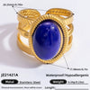 Ring Natural Stone Retro Light Luxury Colorretaining Devil's Eye Stainless Steel Geometric Electroplating Women's Jewelry