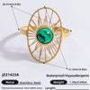 Ring Natural Stone Retro Light Luxury Colorretaining Devil's Eye Stainless Steel Geometric Electroplating Women's Jewelry