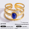 Ring Natural Stone Retro Light Luxury Colorretaining Devil's Eye Stainless Steel Geometric Electroplating Women's Jewelry
