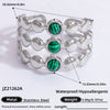 Ring Natural Stone Retro Light Luxury Colorretaining Devil's Eye Stainless Steel Geometric Electroplating Women's Jewelry