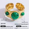 Ring Natural Stone Retro Light Luxury Colorretaining Devil's Eye Stainless Steel Geometric Electroplating Women's Jewelry