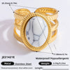 Ring Natural Stone Retro Light Luxury Colorretaining Devil's Eye Stainless Steel Geometric Electroplating Women's Jewelry