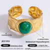 Ring Natural Stone Retro Light Luxury Colorretaining Devil's Eye Stainless Steel Geometric Electroplating Women's Jewelry