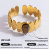 Ring Natural Stone Retro Light Luxury Colorretaining Devil's Eye Stainless Steel Geometric Electroplating Women's Jewelry