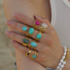 Ring Natural Stone Stainless Steel Geometric Electroplating Women's Highend Jewelry Retro Simple