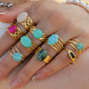 Ring Natural Stone Stainless Steel Geometric Electroplating Women's Highend Jewelry Retro Simple