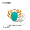 Ring Natural Stone Stainless Steel Geometric Electroplating Women's Highend Jewelry Retro Simple